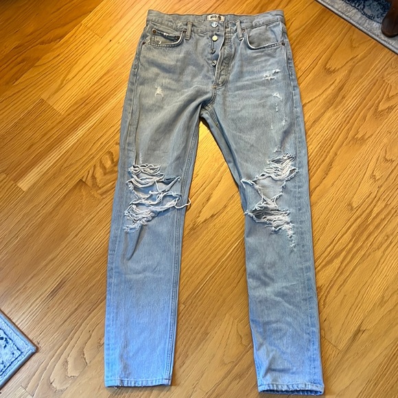 Agolde Jamie high-rise light wash jeans size 27 distressed Button fly - Picture 1 of 11